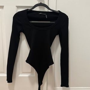 Naked Wardrobe Black Longsleeve Bodysuit- Size S